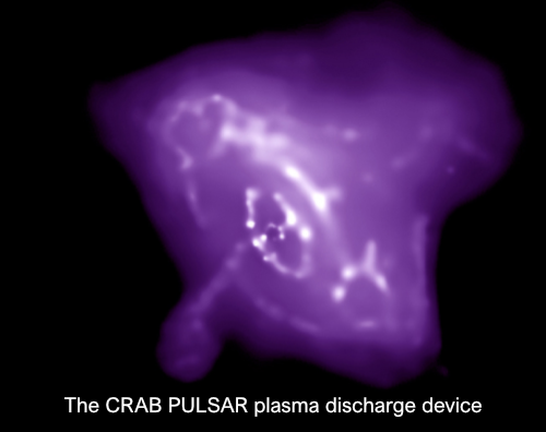 An image of the Crab Pulsar in Messier 1 which astronomers believe is a neutron star.